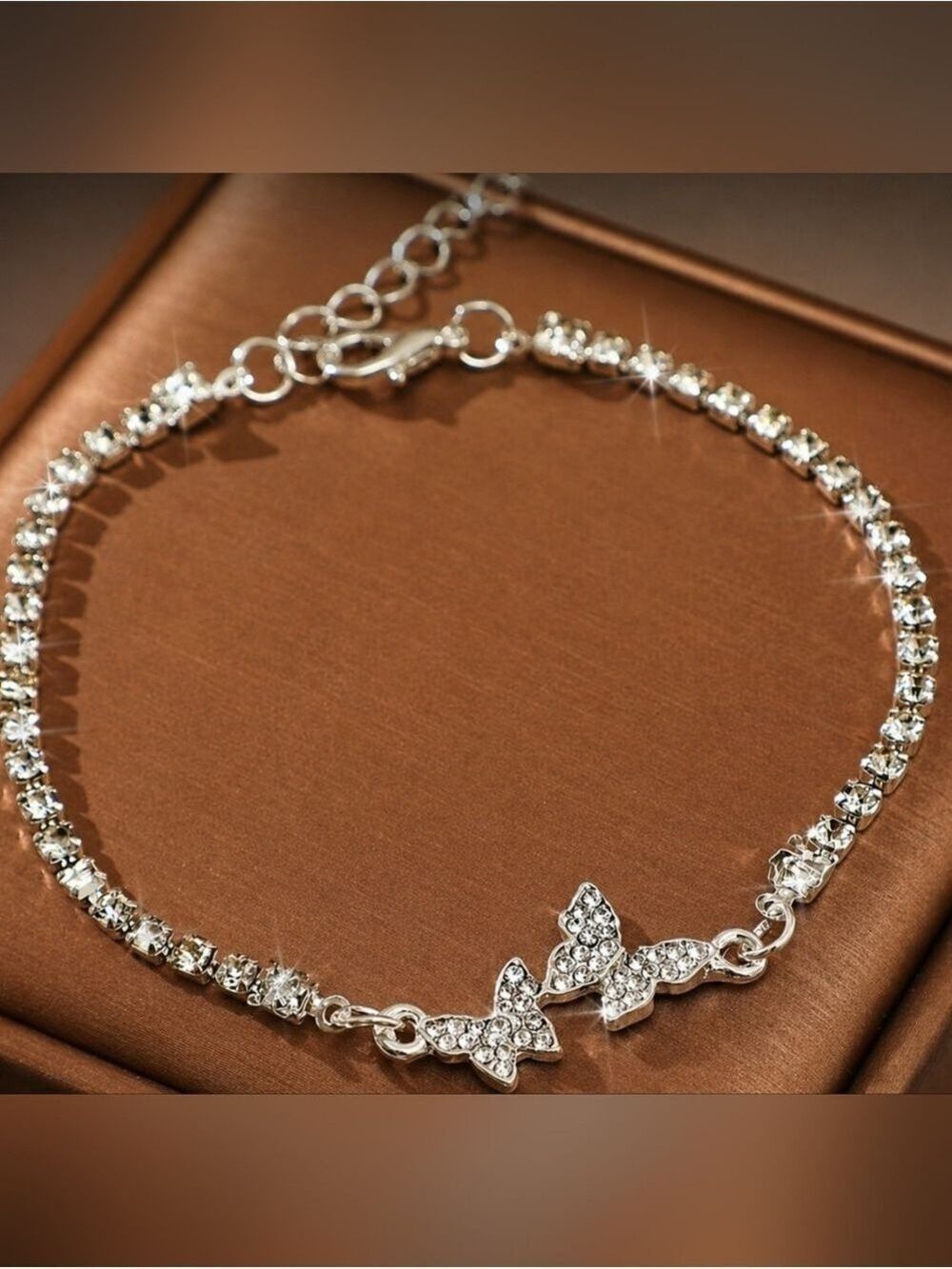 Silver Rhinestone Butterfly Bracelet Women